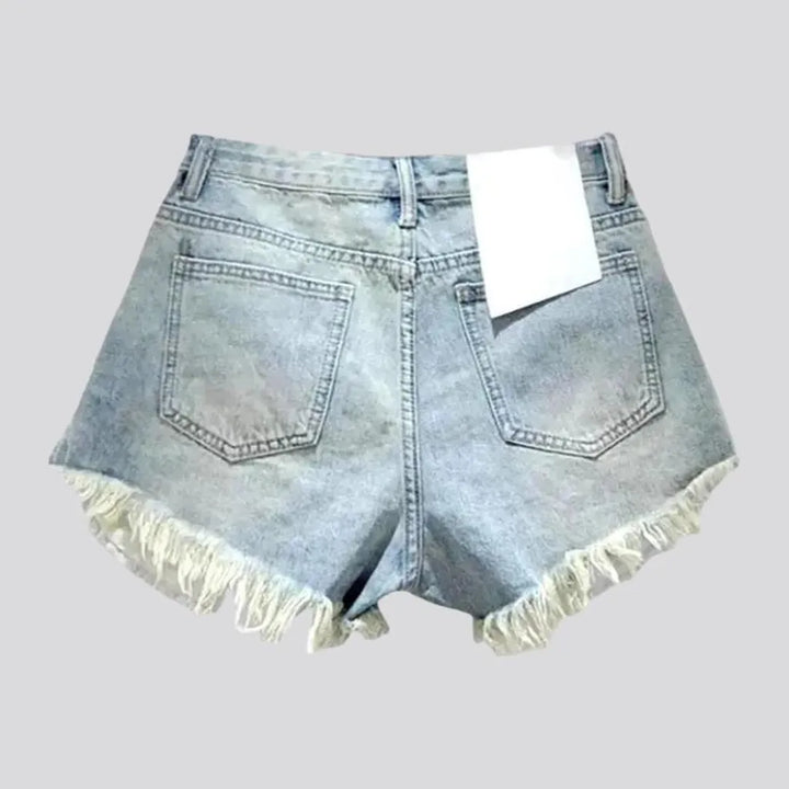 Grunge mid-waist denim shorts for women