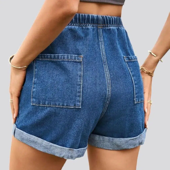Loose stonewashed jean shorts for women