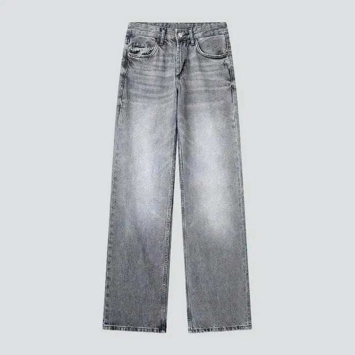 Mid-waist women's stonewashed jeans