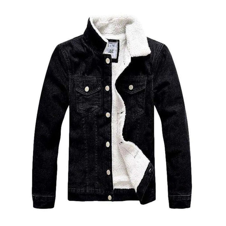 Black winter men's denim jacket