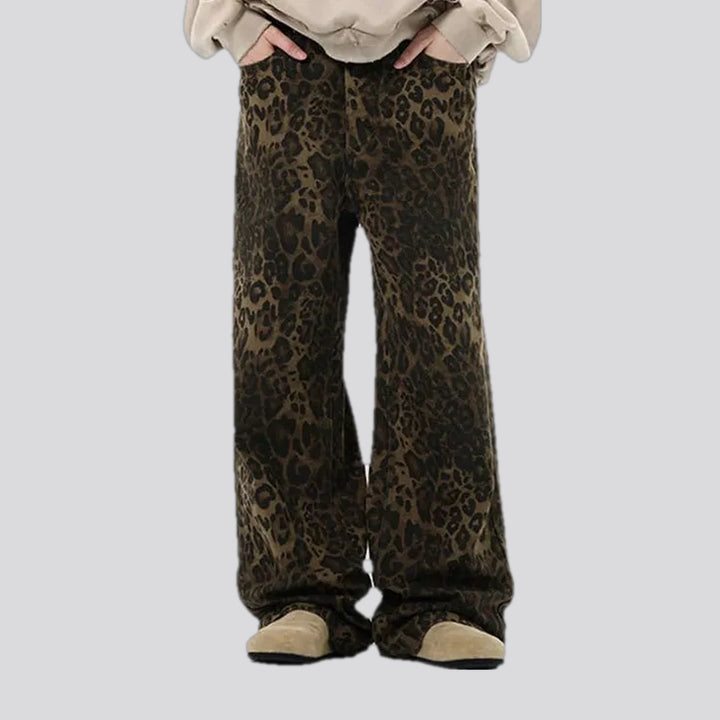 Slouchy Animal Print Mid Rise Men's Jean Pants | Jeans4you.shop