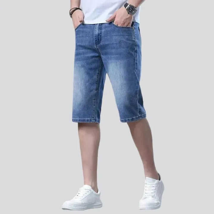 High-waist thin denim shorts
 for men