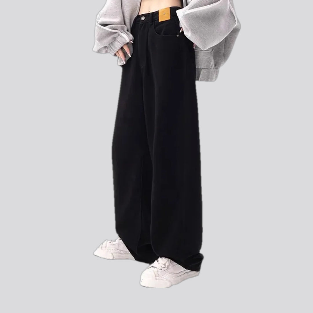 Whiskered baggy women's jeans