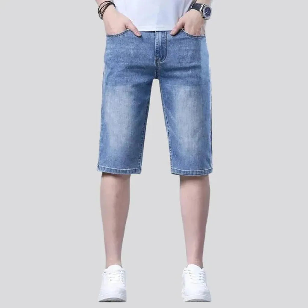 High-waist thin denim shorts
 for men